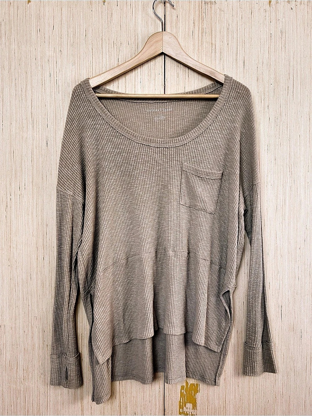 American Eagle Ribbed Pocket Tunic in Beige